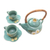 Keramik-Teeservice für zwei Personen (5 Stück) - Keramik-Teeservice mit Blumenmotiv für zwei Personen (5-teilig)