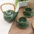 Ceramic tea set for two, 'Barong Tea' (5 pcs) - Ceramic Barong-Themed Tea Set for Two (5 Pcs) (image 2b) thumbail