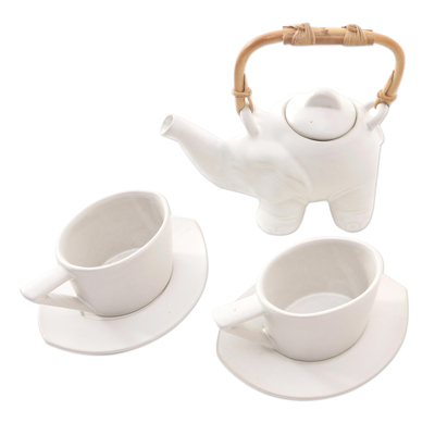 Ceramic Elephant-Themed Tea Set for Two (5 Pcs)