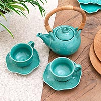 Ceramic tea set for two, 'Honeymoon Tea' (5 pcs)