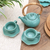 Ceramic tea set for two, 'Honeymoon Tea' (5 pcs) - Ceramic Tea Set for Two (5 Pcs) thumbail