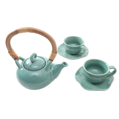 Ceramic tea set for two, 'Honeymoon Tea' (5 pcs) - Ceramic Tea Set for Two (5 Pcs)