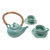 Ceramic tea set for two, 'Honeymoon Tea' (5 pcs) - Ceramic Tea Set for Two (5 Pcs) (image 2b) thumbail