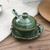 Ceramic condiment set, 'Rain Frog' (3 pcs) - Handmade Green Ceramic Condiment Set from Bali (3 Pcs) thumbail