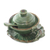 Ceramic condiment set, 'Rain Frog' (3 pcs) - Handmade Green Ceramic Condiment Set from Bali (3 Pcs) (image 2a) thumbail
