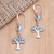 Blue topaz dangle earrings, 'Winter Forest' - Blue Topaz Tree-Motif Dangle Earrings