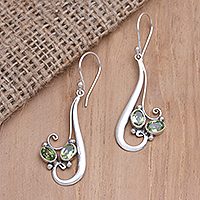 Peridot dangle earrings, 'Sound of Love in Green' - Peridot and Sterling Silver Dangle Earrings from Bali