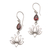 Garnet dangle earrings, 'Burning Lotus' - Garnet Lotus-Motif Dangle Earrings from Bali (image 2a) thumbail