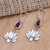 Garnet dangle earrings, 'Burning Lotus' - Garnet Lotus-Motif Dangle Earrings from Bali (image 2b) thumbail