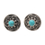 Turquoise button earrings, 'Love Goes On in Teal' - Natural Turquoise and Sterling Silver Button Earrings