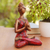 Cement statuette, 'Asana Pose in Red' - Handmade Cement Yoga Statuette from Java