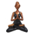 Cement statuette, 'Asana Pose in Black' - Hand-Painted Cement Yoga Statuette