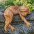 Wood statuette, 'Wild Nap' - Artisan Crafted Suar Wood Monkey Statuette (image 2) thumbail