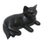 Wood statuette, 'Feline Friend in Black' - Hand Crafted Suar Wood Cat Statuette (image 2b) thumbail