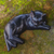 Wood statuette, 'Slinky Feline in Black' - Suar Wood Black Cat Statuette