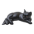 Wood statuette, 'Slinky Feline in Black' - Suar Wood Black Cat Statuette (image 2c) thumbail