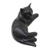 Holzstatuette - Schwarze Katzenstatuette aus Suar-Holz