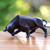 Cement statuette, 'Determined' - Artisan Crafted Cement Bull Statuette