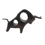 Cement statuette, 'Stamina and Strength' - Handmade Cement Bull Statuette from Java