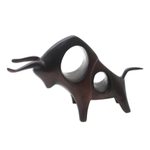 Cement statuette, 'Stamina and Strength' - Handmade Cement Bull Statuette from Java