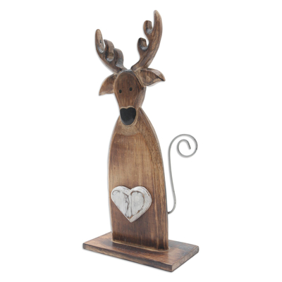 acento de madera para el hogar - Acento de decoración de vacaciones de ciervo hecho a mano.