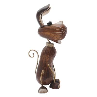 estatuilla de madera - Estatuilla de madera con motivo de perro de Albesia de Bali