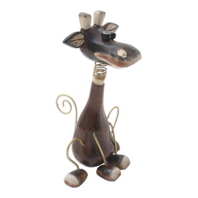 estatuilla de madera - Estatuilla de burro de madera de albesia pintada a mano