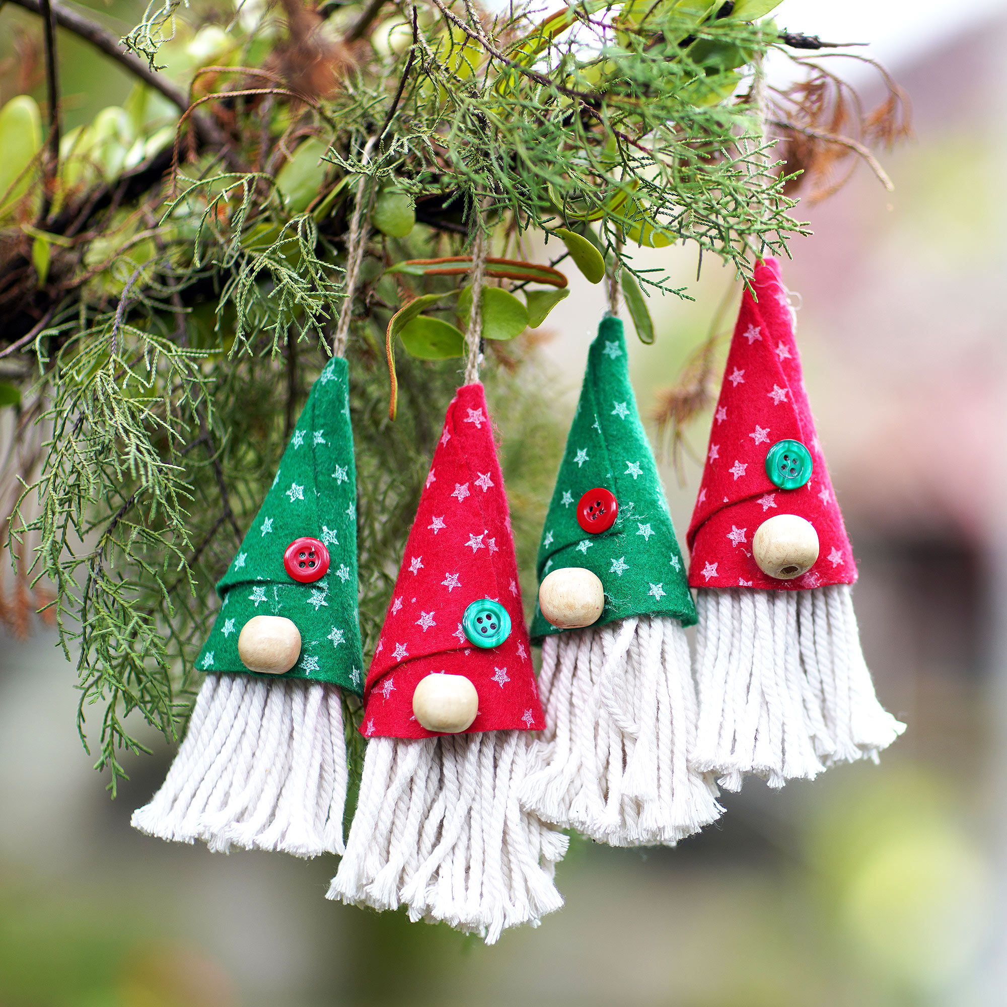 Funny Reindeer Felt Christmas Ornament Set
