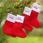 Holiday ornaments, 'Hang with Care' (set of 4) - Holiday Stocking Ornaments (Set of 4)