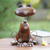 Wood statuette, 'Leap Frog' - Artisan Crafted Albesia Wood Frog-Motif Statuette (image 2) thumbail