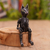 Wood statuette, 'Nine Lives' - Black Albesia Wood Cat Statuette from Bali (image 2) thumbail