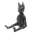 Wood statuette, 'Nine Lives' - Black Albesia Wood Cat Statuette from Bali