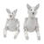 Wood statuettes, 'House Cats' (pair) - Hand Carved Albesia Wood Cat Statuettes (Pair) thumbail