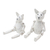 Wood statuettes, 'House Cats' (pair) - Hand Carved Albesia Wood Cat Statuettes (Pair) (image 2b) thumbail