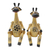 Estatuillas de madera, (par) - Estatuillas de jirafa de madera de albesia hechas a mano (par)