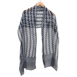 Hand-stamped silk shawl, 'Between the Lines' - Hand-Stamped Silk Chiffon Shawl