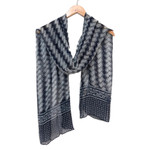 Hand-stamped silk shawl, 'Between the Lines' - Hand-Stamped Silk Chiffon Shawl