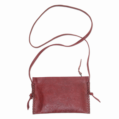 Maroon Leather Sling Bag from Bali