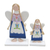 Wood holiday decor, 'Floral Angels' (pair) - Hand Crafted Angel-Themed Christmas Decor (Pair)