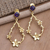 Gold-plated amethyst dangle earrings, 'Night Gala' - Gold-Plated Amethyst Dangle Earrings from Bali thumbail
