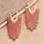 Gold-accented wood hoop earrings, 'Curtains for You' - Hand Carved Gold-Accented Hoop Earrings