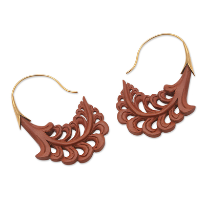 Ohrhänger aus Holz mit Goldakzenten - Ohrhänger aus Tamarindenholz mit Goldakzenten