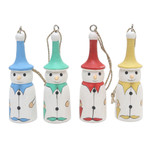 Wood ornaments, 'Snowman Parade' (set of 4) - Handcrafted Snowman Ornaments (Set of 4)