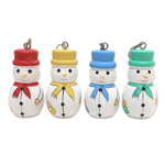 Wood ornaments, 'Dapper Snowmen' (set of 4) - Snowmen Ornaments in Assorted Colors (Set of 4)