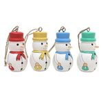 Wood ornaments, 'Dapper Snowmen' (set of 4) - Snowmen Ornaments in Assorted Colors (Set of 4)