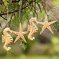 Featured review for Wood ornaments, Sea-sonal Charm (Set of 4)