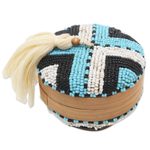 Decorative bamboo box, 'Hold the Line' - Hand Beaded Decorative Bamboo Box