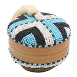 Decorative bamboo box, 'Hold the Line' - Hand Beaded Decorative Bamboo Box