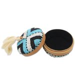 Decorative bamboo box, 'Hold the Line' - Hand Beaded Decorative Bamboo Box