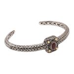 Gold-accented garnet cuff bracelet, 'My Lady in Red' - Gold-Accented Garnet Cuff Bracelet